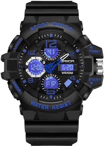 findtime Digitaluhr Herren Uhren Militär Armbanduhr Herren Sport Digital Analog Uhr Outdoor Stoppuhr 50m Wasserdicht Sportuhr mit Zwei Zeitzonen Licht Wecker Tactical Watch Männer Jungen