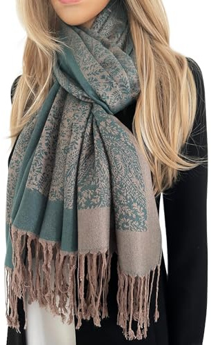 The Accessory Co. Womens Scarf Pashmina Shawl Wrap - Large Lightweight Floral Paisley Scarf for Women for Winter, Weddings, Meditation, Prayer - Colourful Neck Scarves, Stole