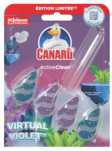 Canard WC Active Clean Edition Limitée Virtual Violet - Bloc pour les Toilettes -Fraicheur à Chaque Chasse - Jusqu'à 3 Semaines d'Efficacité - 1 Bloc WC/titre correct virtual