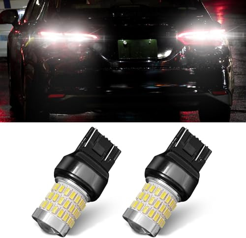 PACLVIO 7443 7440 LED Bulb for Reverse Lights, 2024 Upgraded Super Bright T20 7441 7444 W21W LED Lamps with Projector Lens, Replacement for Backup Tail Brake Parking Lights DRL, Pack of 2 (White)