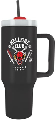 Pyramid International Stranger Things Hellfire Club 40oz/1200ML Tumbler with Straw and Lid, Advanced Double-Wall Vacuum Insulation, Keeps Drinks Chilled Up to 11 Hours, Hot Up to 7 Hours, BPA-Free