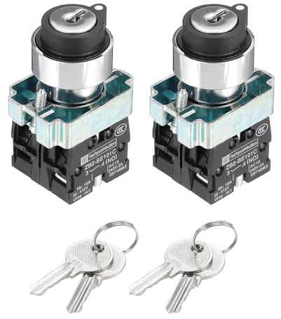 QUARKZMAN 2uds 22mm 3 Posiciones Llave Bloqueo Botón Interruptor con Llave DPST