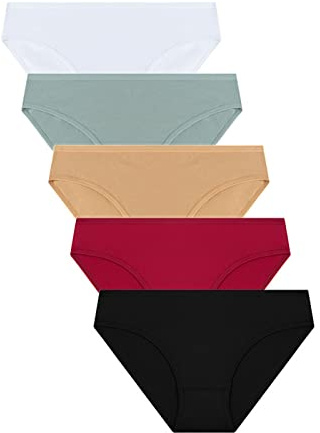 Lot de 5 sous-vêtements de Sport décontractés Taille Basse pour Femmes de Couleurs mélangées Slip sans Couture Taille Haute Boxer Dim Femme 38 (Black, L)