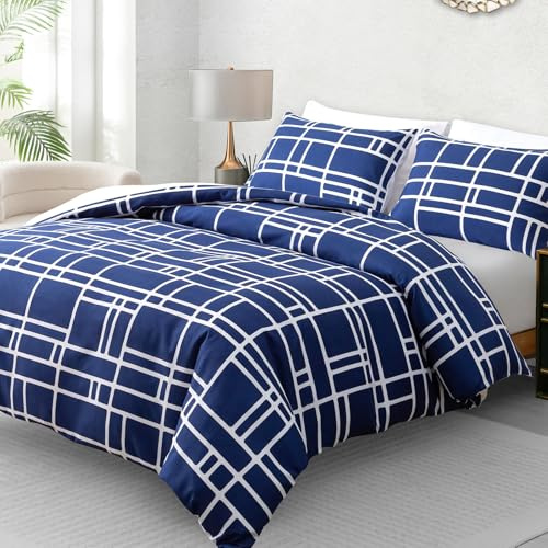Pamposh Juego De Edredón Doble, Funda Nórdica De Microfibra Cepillada Premium, Ultrasuave, Hipoalergénico, Sin Planchado, Juegos De Cama De Lujo con Cierre De Cremallera