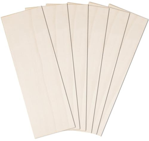 Paquete de 6 hojas de madera contrachapada para manualidades de 300 x 100 x 3 mm, hojas de tilo sin acabar, tableros de madera contrachapada en blanco, para manualidades, pintura, grabado, estarcido,
