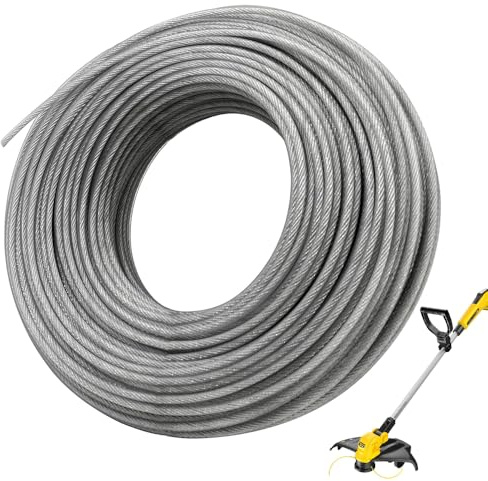 Hilo Desbrozadora Acero 2,4mm x 30m, Línea Trimmer Strimmer de Acero Hilo de Corte de Alambre de Acero Hilo de Corte para Desbrozadora Línea de Recortadora de Hilo para Hierba Crecida y Malas (60m)
