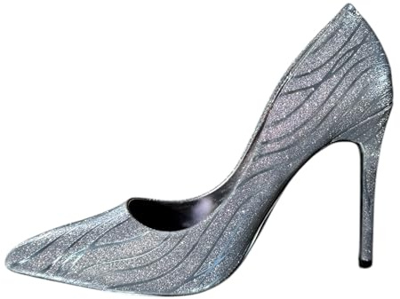 Women's Glitter Stiletto Pumps, High Heel Pointed Toe Shoes Mettallic Silver (Gun (Metallic Silver), UK Footwear Size System, Adult, Women, Numeric, Medium, 7)