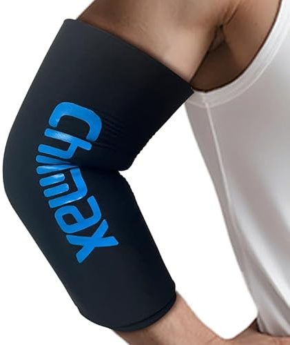 Chilmax Elbow Ice Pack Wrap Compression Sleeve Pain Relief, Tennis Elbow & Golfers Arm Cold Hot Packs Brace,Reusable Gel Ice Sleeve for Knee Calf Ankle Thigh Injurie,Fits Left/Right (M)