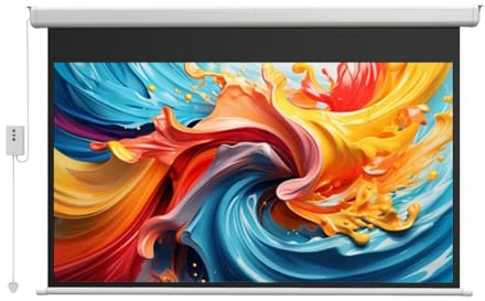 Schermo per Proiettore Motorizzato da 72 84 Pollici con Telecomando, Tela di Proiezione HD 4K Montato a Parete per Film, Ufficio e Scuole di Casa(72(16:9))