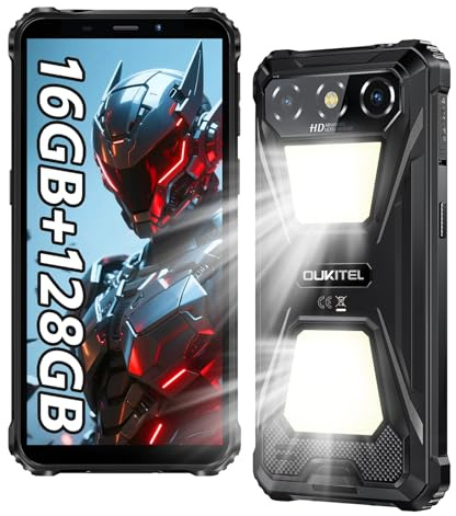 OUKITEL G5 Rugged Smartphone 2025-16GB+128GB/TF 1TB, 900LM Dual Camping Light, 6'' Display SIM-Free & Unlocked Mobile Phones, 6300mAh Battery, 13MP Camera, 4G Dual SIM Phone/IP68/IP69K/GPS/3.5mm Jack