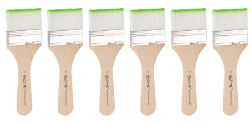 sourcing map 6pcs Small Paint Brushes 2 Flat Paint and Chip Nylon Brushes with Wooden Handle for DIY Art Painting Furniture Cabinet Fences Deck Wall Door Trim, Light Green