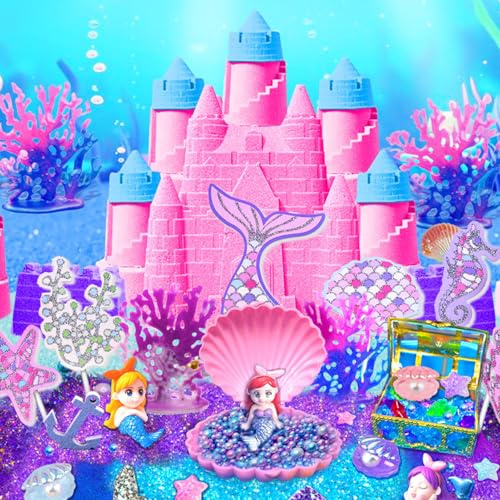 Vuecer Sable Magique Jouet Kit pour Enfant: Sable Cinétique Jouets Sensoriels pour Garçons et Filles de 3 4 5 6 7 8 ans (Mermaid-B)