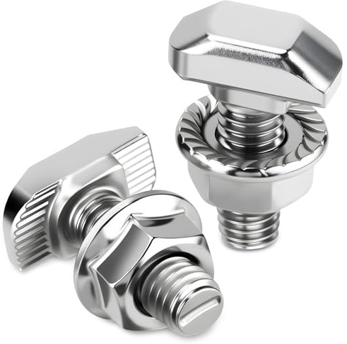 mawmuaw Vis à Tête Marteau M6x16 mm, 12 Pièces Vis à Glissière T-Nut Acier Inoxydable A2-70 Boulons à Tête en T avec Écrous à Collerette Hexagnonale pour Montage Photovoltaïque PV Serre