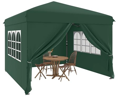 YITAHOME 3x3m Pop up Pavillon mit 4 Seitenteilen,Faltbar Gartenzelt Partyzelt,Camping Pavillon Anti-UV50 Höhenverstellbaren für Outdoor Hochzeit Garten Camping Party Hellgrün verbessert