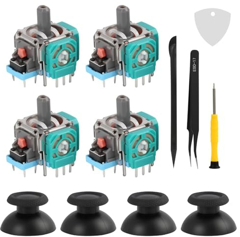 Bgfaquri Kit de Reemplazo Joystick 3D Analógico para PS5 DualSense, 12 Piezas con Módulo Hall Efecto, Tapas de Joystick y Herramientas de Reparación, Solución de Deriva y Control Preciso