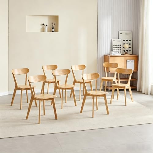 DZOVAD Wood Dining Chairs Set of 8, Farmhouse Kitchen Chairs Set, 100% Natural Solid Wood Material, FSC-Certified, 41.5L x 41.5W x 77.5H