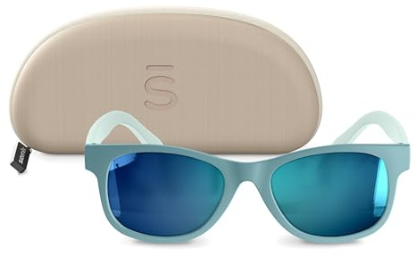 Suavinex, Occhiali da Sole per Bambini e Bambine da 3 a 8 Anni, Polarizzati, Filtro UV 400, Protezione 100% da Raggi UVA e UVB, con Custodia e Cinturino, Flessibili e Leggeri, Quadrati, Mod 2026, Blu
