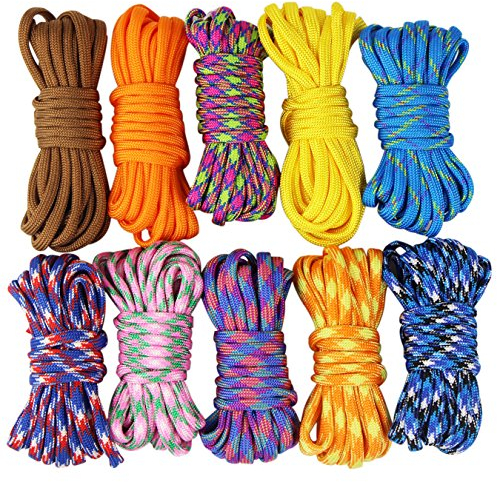 UOOOM 10pcs Multicolore Multifonction Paracordes pour Parachute Bracelet (Multicolore 10pcs)