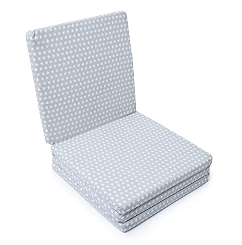 MIMUSELINA Colchoneta Bebe Suelo | Alfombra Bebe 120x120 cm | Mullida, Desenfundable y Lavable | Ideal para Gatear, Jugar y Andar | Certificado OEKO-TEX | Plegable y Aislante del Frío | Estrellas Gris