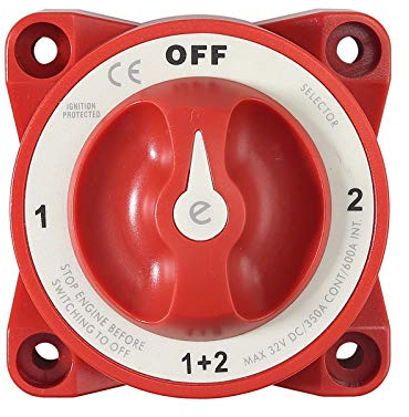 Proster Interruttore isolatore della batteria Max 32 V DC 350 A Isolatore della batteria, doppio interruttore marino, 4 posizioni, interruttore della batteria, taglio circuito, moto, per auto, barche