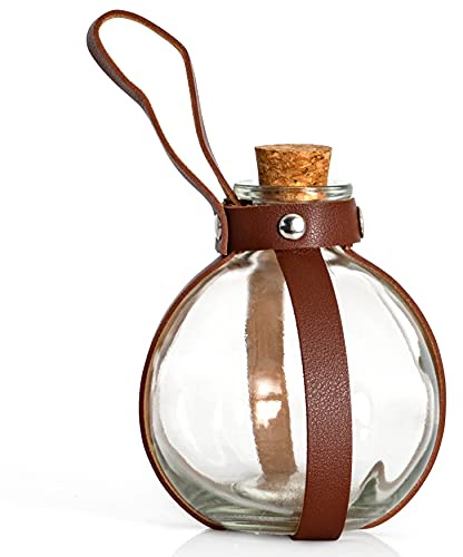 Brown Wizard Magic Potion Bottle - Glass Liquid Holder with Cork Stopper