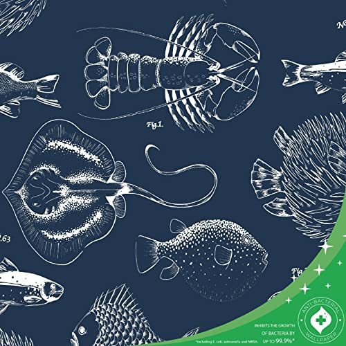 Contour Antibac Into The Deep Navy Wallpaper | Paste The Wall Application | Navy Animal | Eco-Friendly