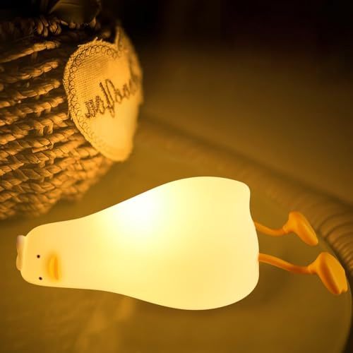 Luce Notturna Bambini, Lampada Papera Luce Notturna, Silicone Duck Lamp Notturna con Sensore Tattile con Funzione Timer 30 Minuti per Bambini, Ricaricabile Dimmerabile Simpatica Notturna Regalo