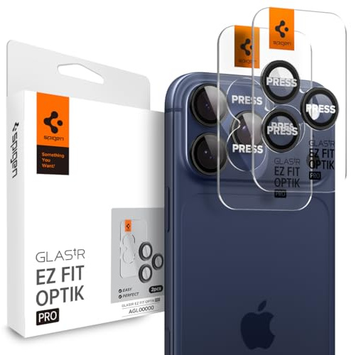 Spigen Glas.tR EZ Fit Optik Pro Tempered Glass Camera Lens Protector for iPhone 17 Pro Max / 17 Pro, iPhone 16 Pro Max / 16 Pro, iPhone 15 Pro Max / 15 Pro, Black - 2 Pack