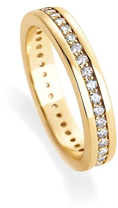 PAVOI 18K Yellow Gold Plated Stacking Tiny Cubic Zirconia Band | Eternity Rings for Women | Thumb Ring | Size 8