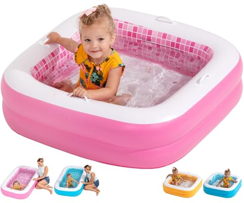 3-in-1 Inflatable Baby Pool, Bathtub & Ball Pit for Toddlers 1-3, Patented Safety Secure Grip Handles, Soft Floor & Drain - Summer Water Toys, First Birthday Gifts, Kiddie Pool for Ages 1 2 3, 34x10