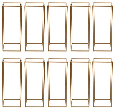 10 jarrones dorados altos para bodas, centros de mesa, soporte para columnas de flores geométricas, de metal, para bodas, fiestas, decoración