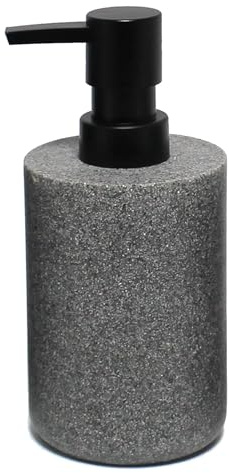 douceur d'intérieur, Distributeur Savon (Diamètre 7 x 16 cm) Granite Anthracite, Polyrésine Unie