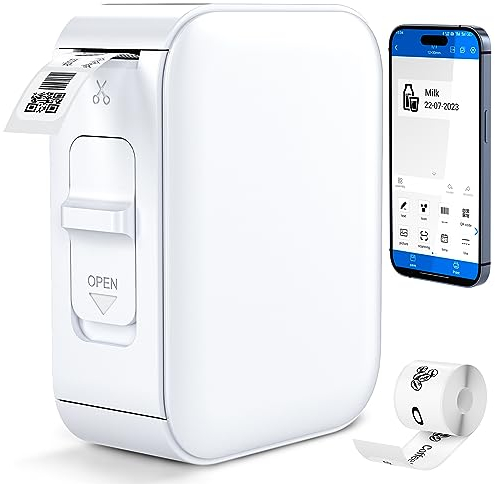 KAEFUYS Mini Máquina de Etiquetado Portátil Impresora Térmica Etiquetas Carga USB para la Cocina Hogar Impresora Etiquetas Adhesivas para iOS y Android