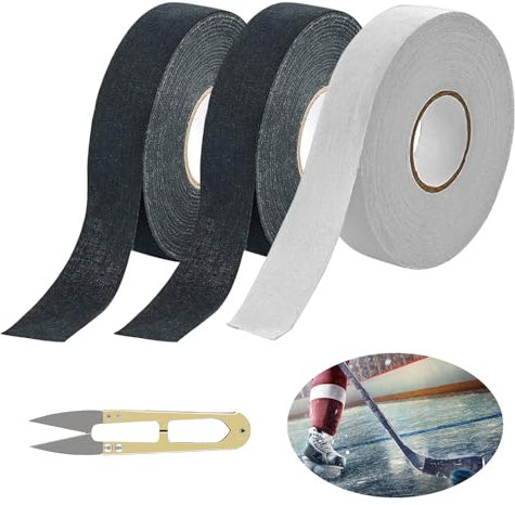 Nizirioo Schläger Tape,3 Rolle Hockey Tape,Eishockey Griffband Mit Schere,Hockey Stick Tape,Schlägertape Eishockey Für Springseil,Badminton Grip,Hockey,Golf Pole(25M)
