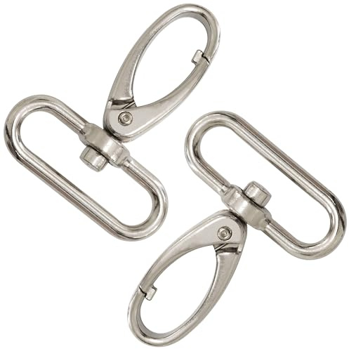 Aerzetix – uppsättning av 2 vridbara karbinhakar för rem/väska – bälte nyckelring axelväskor – silverfärger – av metall, Silver 40 mm, 40 mm