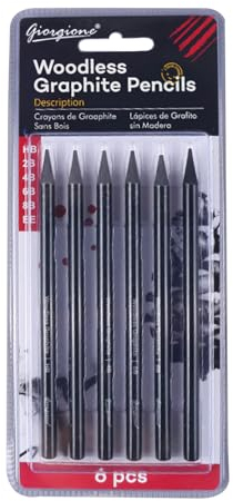 Butyeak Holzkohle Bleistift, Kohle Set, Zeichenkohle, Graphit Bleistift, Bleistifte Skizzen in Schwarz, Schwarz Kohle Pinsel, Graphitstifte, Kohlestifte zum Zeichnen, Graphit Kohlestift, HB, 6 Stück