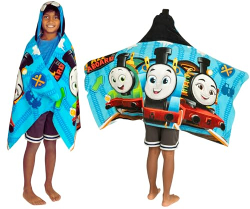 Thomas & Friends Kids Super Soft Bath/Pool/Beach Soft Cotton Terry Hooded Towel Wrap, 24 in x 50 in, (100% Officially Licensed Product) By Franco