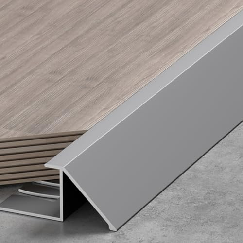 TREGOO Transition Strip Wood Flooring Transition Ramp Reducer, Indoor Metal Threshold Cover for Uneven Floors/Tiles/Carpet, Laminate Underlay Edge Trimming Bar (Color : Light Gray, Size : 13mm-15mm)