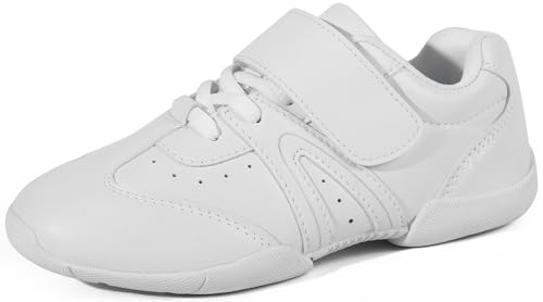 BAXINIER Girls White Cheerleading Shoes Lightweight Youth Competition Cheer Sneakers Kids Training Dance Tennis Shoes - White 1 Little Kid
