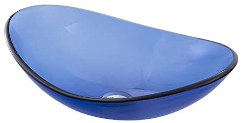Bathroom Sink Bathroom Vessel Sink Blue Glass Washbasin Bathroom Tempered Glass Washbasin Bathroom Countertop Art Basin Counter Basin (Color : Sink only)