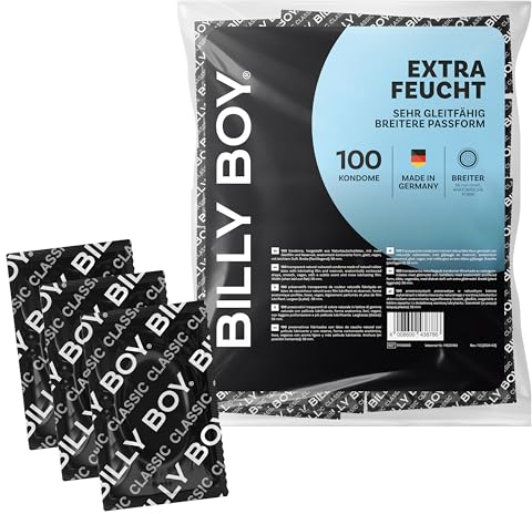 BILLY BOY Kondome Extra Feucht 100er | 56 mm | Kondome BREITER mit mehr Gleitfilm & angenehmen Duft | (1x100 Stück)