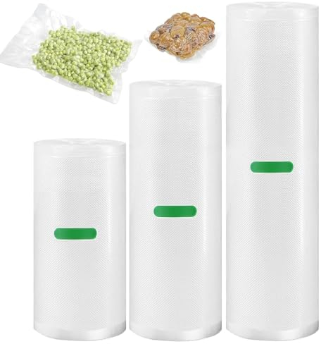 Vakuumbeutel Lebensmittel, Vakuumierbeutel für alle Vakuumierer, Rollen Vakuumierbeutel, 3PCS 12/15/20 x300cm Vakuum-Beutel für Vakuumiergerät Sous Vide Einschweißfolie
