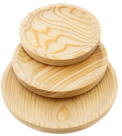 PoPproduct-Platos de pulpo de madera elaborados artesanalmente en Galicia.Set de 3 platos de 22,18 y 16 cms de diámetro.Platos para pulpo de madera de pino natural.