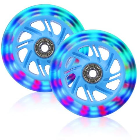 BYZESTY Ruedas luminosas para patinete de acrobacias, 2 unidades de 100 mm con rodamientos ABEC 7, ruedas de repuesto para todo tipo de scooters