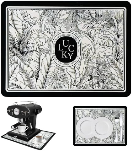 Tapis Egouttoir Vaisselle, Egoutoire Vaisselle Cuisine, Tapis Evier Cuisine Convient aux Machines à Café, Tapis Absorbant Vaisselle,Tapis Machine a Cafe, Noir, 400x300 MM
