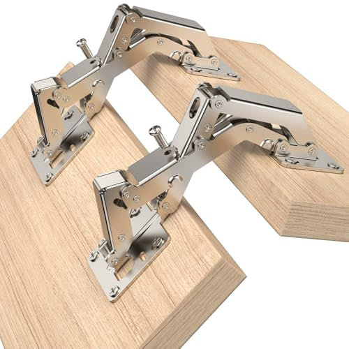 Chibery 2 Pack 170 Degree Soft Close Cabinet Hinges, Slow Smooth Hidden Frameless Lazy Susan Hinge, Concealed Hardware Surface Mount, Lid Support Trap Door, Self Closing for Corner, Kitchen Cupboard