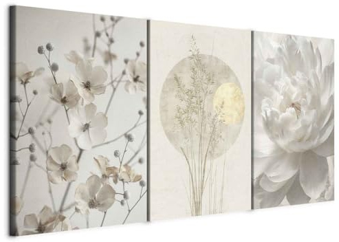 murando - Set De 3 Cuadros Acústico Multipanel Plantas en colores delicados 180x90 cm 3 Pieza 60x90 cm Cada - Conjunto De 3 - Espuma Acústica Absorbe el Sonido Aislamiento - b-H-10217-b-a