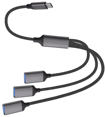 YARCHONN USB typ C till USB OTG splitter Y-kabel omvandlare multi USB port expander hubb adapter, 1 typ C till 3 USB 2.0 för telefon laptop
