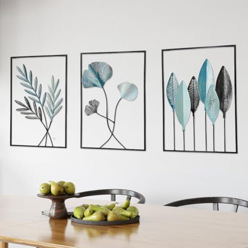 Ruioomeep Decorazione da parete in metallo nero, decorazione moderna per soggiorno, camera da letto, sala da pranzo, cucina, set da 3 sculture da parete, perfetta come decorazione per la casa