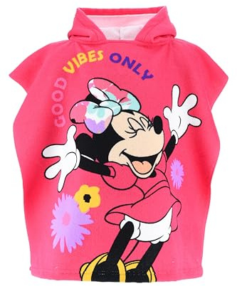 Disney Minnie Mouse Toalla con Capucha para Niñas, Toalla de Playa, Floral Toalla de Baño, Poncho Toalla para Niñas, Toalla Infantil